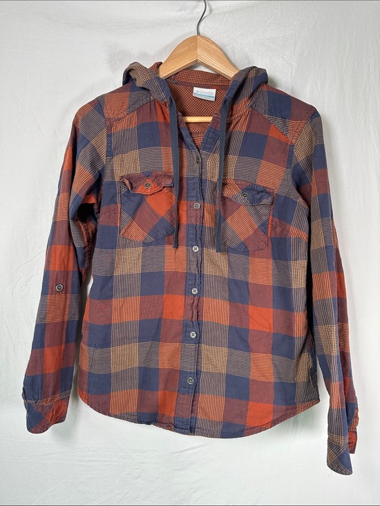 Columbia Jackets & Blazers - Plaid Hooded Button-Front Jacket - Rust & Navy